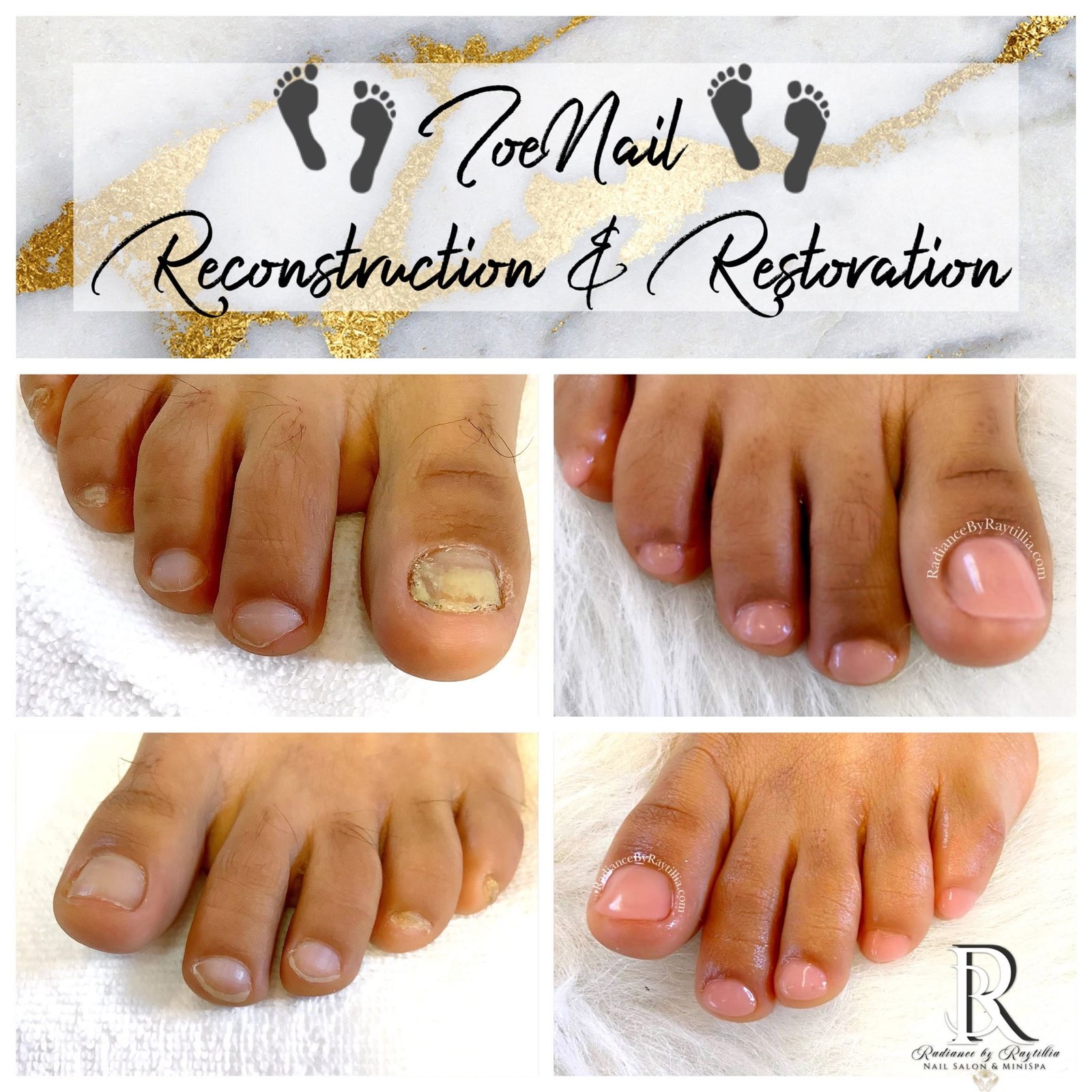 ToeNail Restoration Brunswick GA CND Wedding Bride Radiance by Raytillia Salon Nail Facial MiniSpa